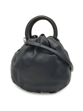 Loewe Anagram Bounce 2-Way Shoulder Bag Crossbody Leather Navy Silver